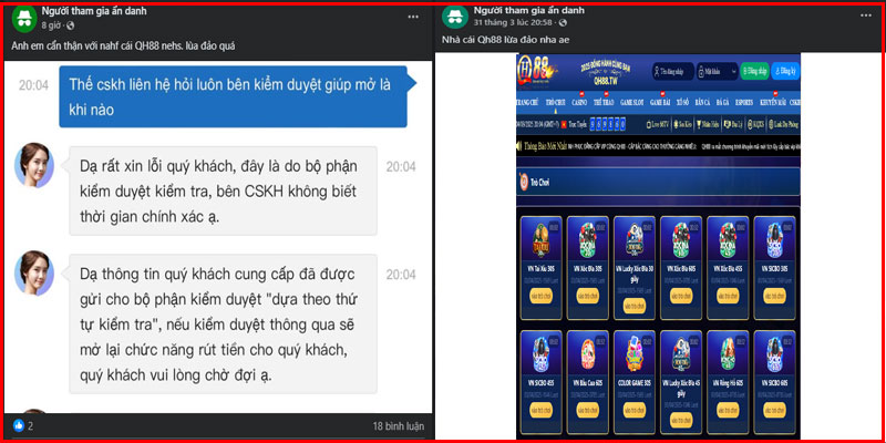 QH88 có bị phốt không? Bằng chứng chứng minh rõ ràng 1 Một số tin đồn phốt nhà cái QH88 trên mạng xã hội