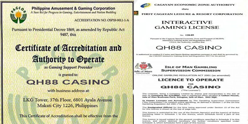 QH88 có bị phốt không? Bằng chứng chứng minh rõ ràng 4 QH88 sở hữu nhiều giấy phép hoạt động nên đảm bảo uy tín